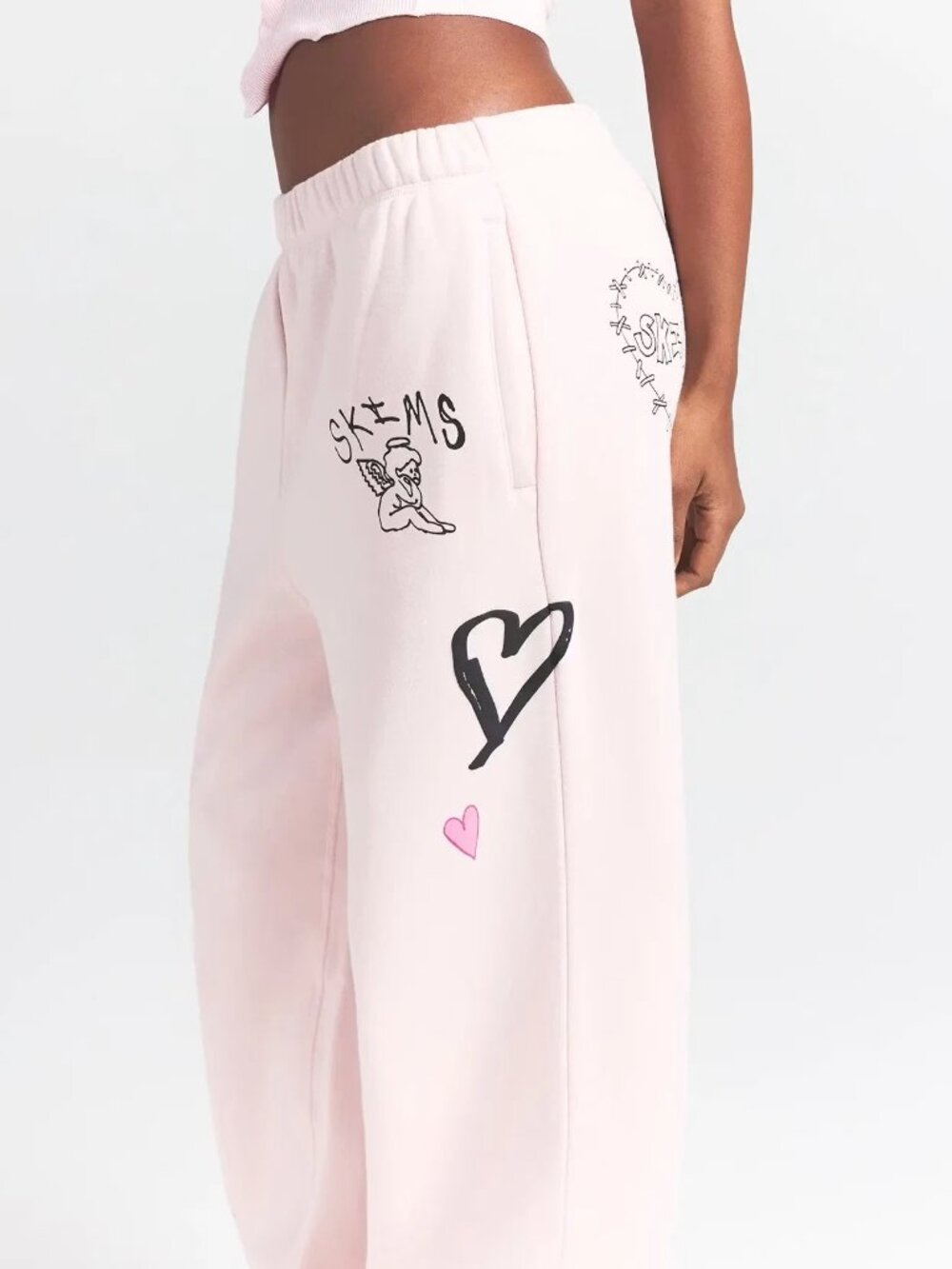 ๐ธ SKIMS Cotton Fleece Classic Straight Leg Pant | Barely Pink Angel | S | NWT - Picture 3 of 7